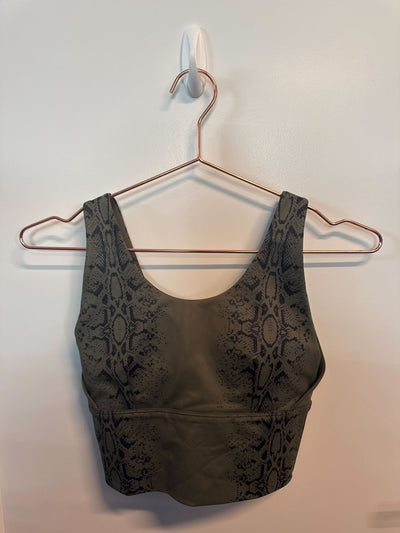 SAMPLE: Empowered Crop Bra | Green Snakeskin - Small