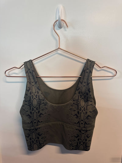 SAMPLE: Empowered Crop Bra | Green Snakeskin - Small