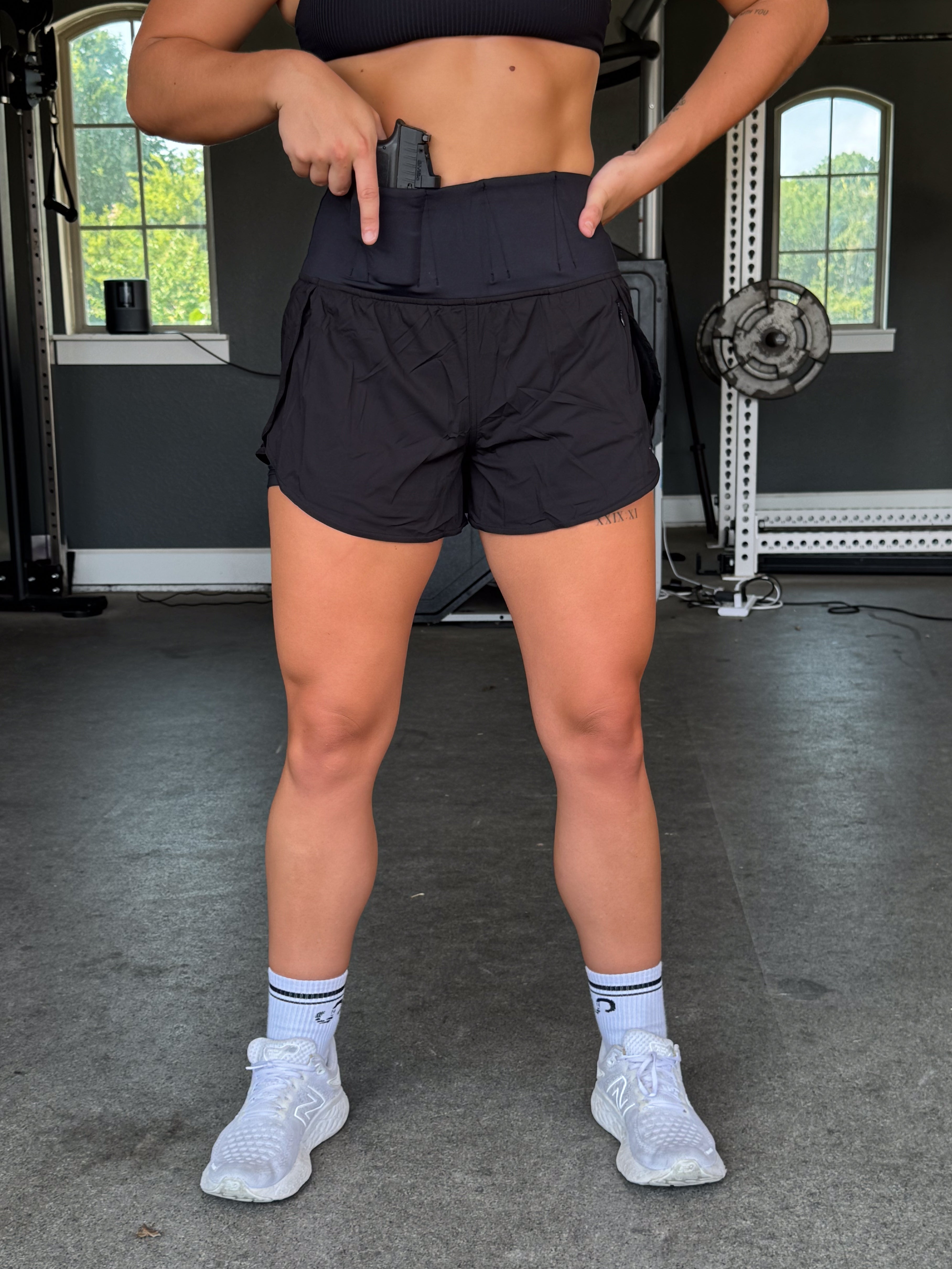 Concealed Carry Running Shorts With Pockets | Black