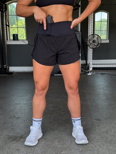 Concealed Carry Running Shorts With Pockets | Black