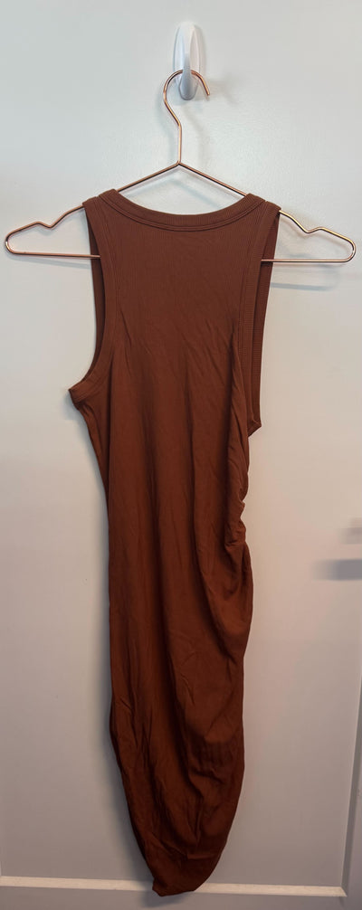 SAMPLE: Ribbed Side Ruched Dress | Rust - Small