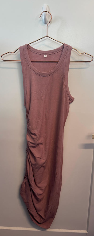 SAMPLE: Ribbed Side Ruched Dress | Rose Pink - Small