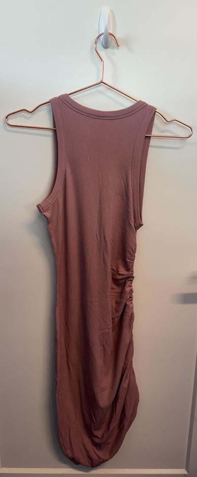 SAMPLE: Ribbed Side Ruched Dress | Rose Pink - Small