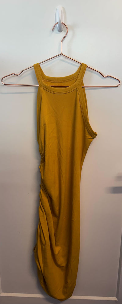 SAMPLE: Ribbed Side Ruched Dress | Golden - Small