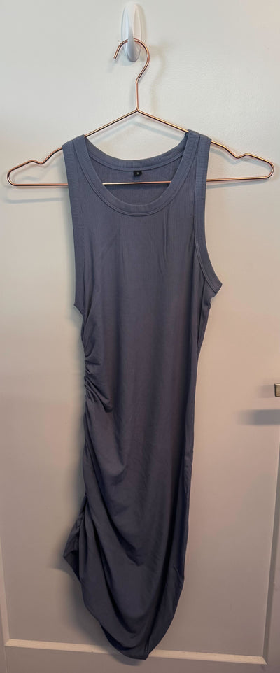 SAMPLE: Ribbed Side Ruched Dress | Blue - Small
