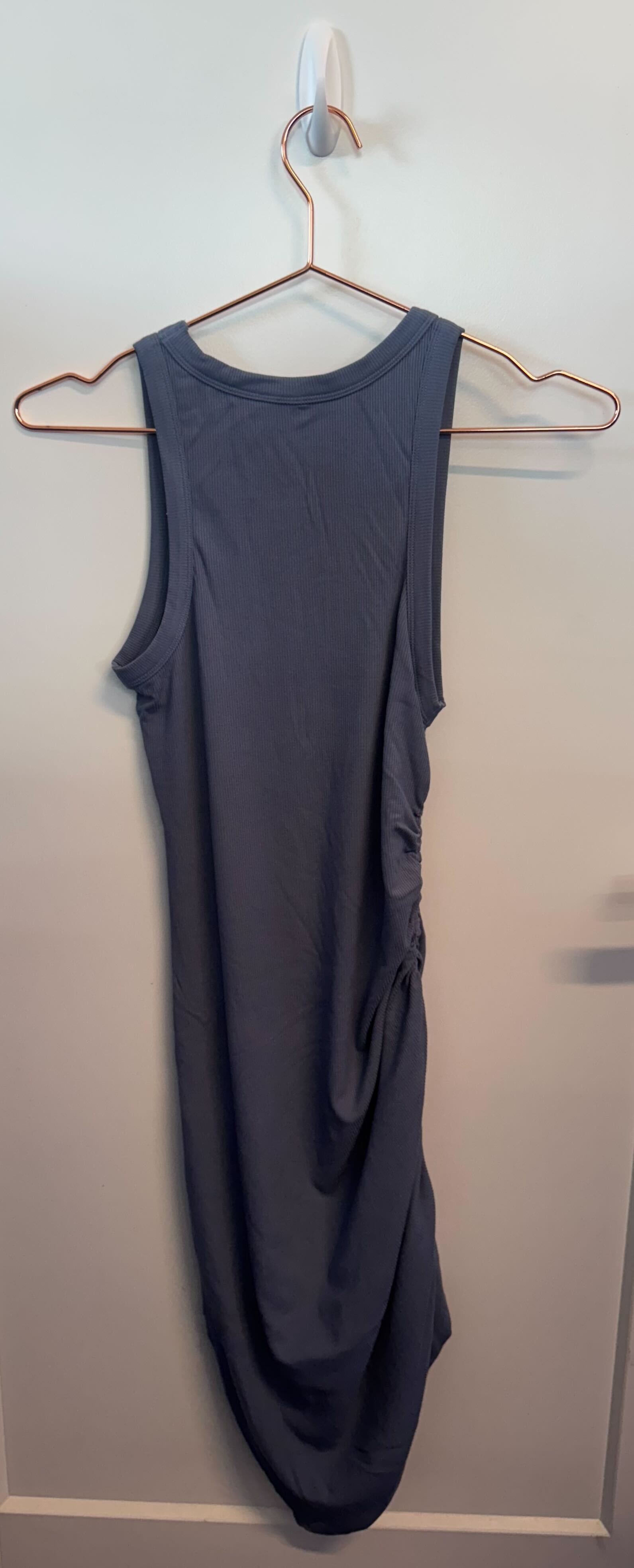SAMPLE: Ribbed Side Ruched Dress | Blue - Small