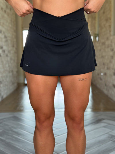 Skort With Criss Cross Waist | Black