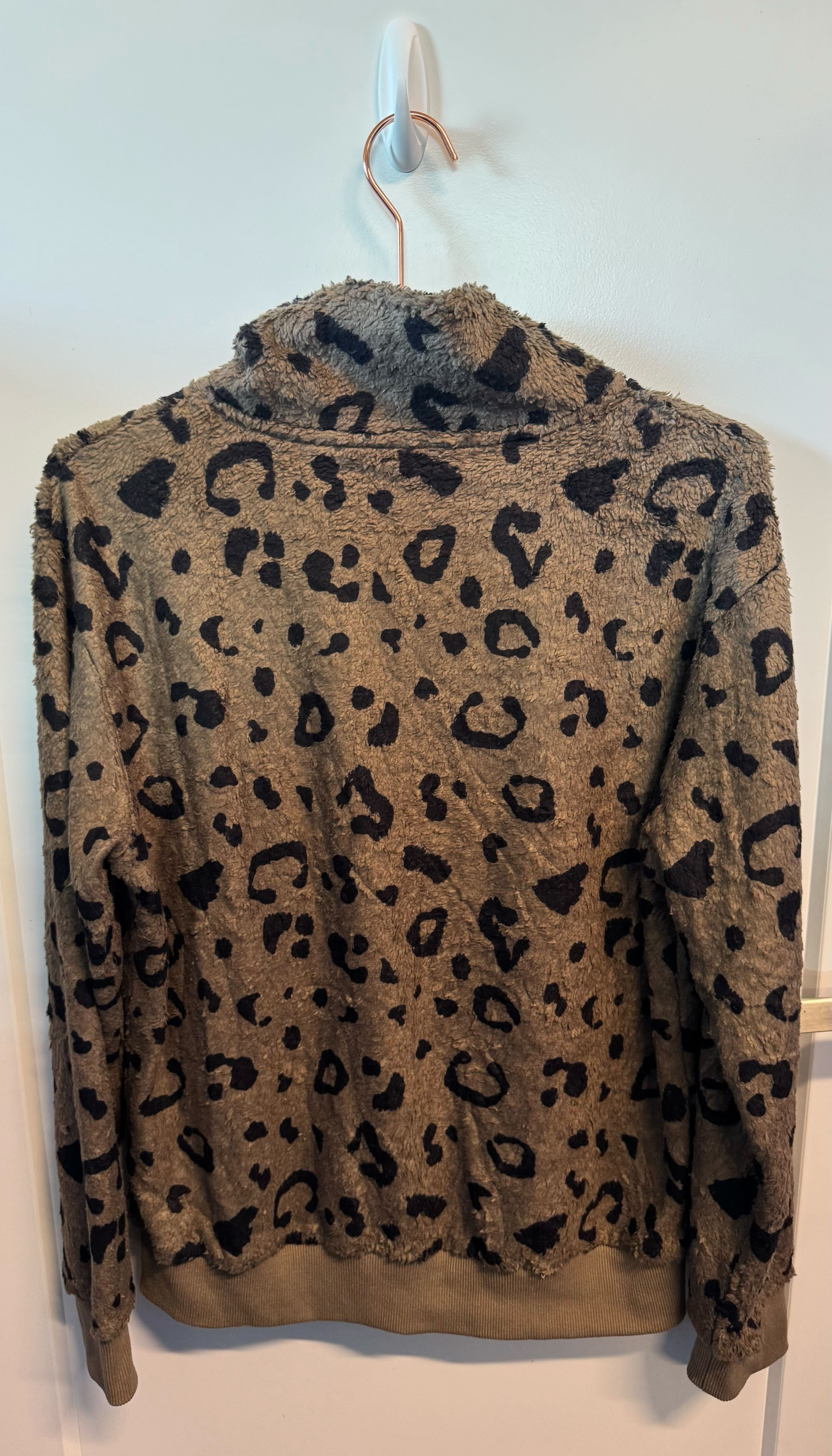 SAMPLE: 1/4 Zip Jacket | Brown Animal Print - Small