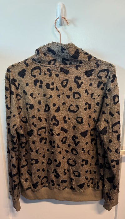 SAMPLE: 1/4 Zip Jacket | Brown Animal Print - Small