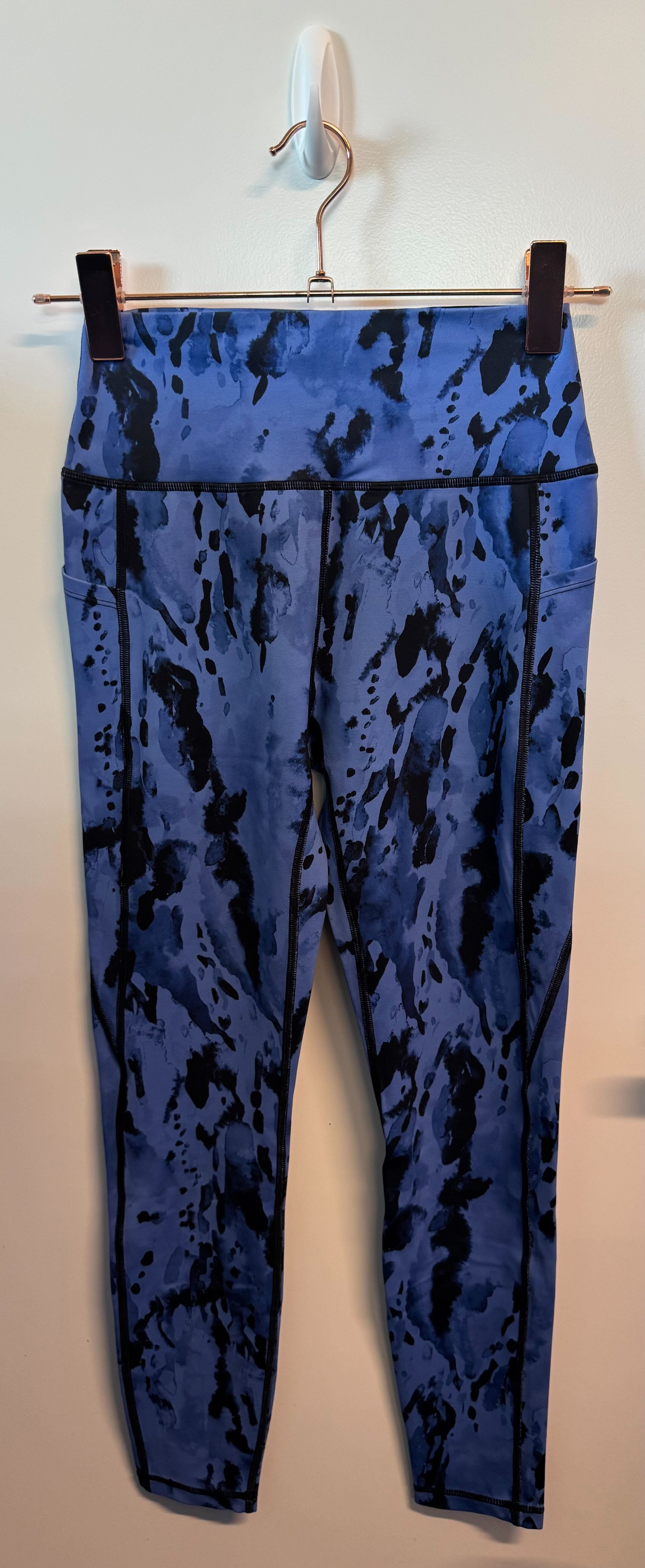 SAMPLE: Leggings With Pockets | Blue Watercolor - Small