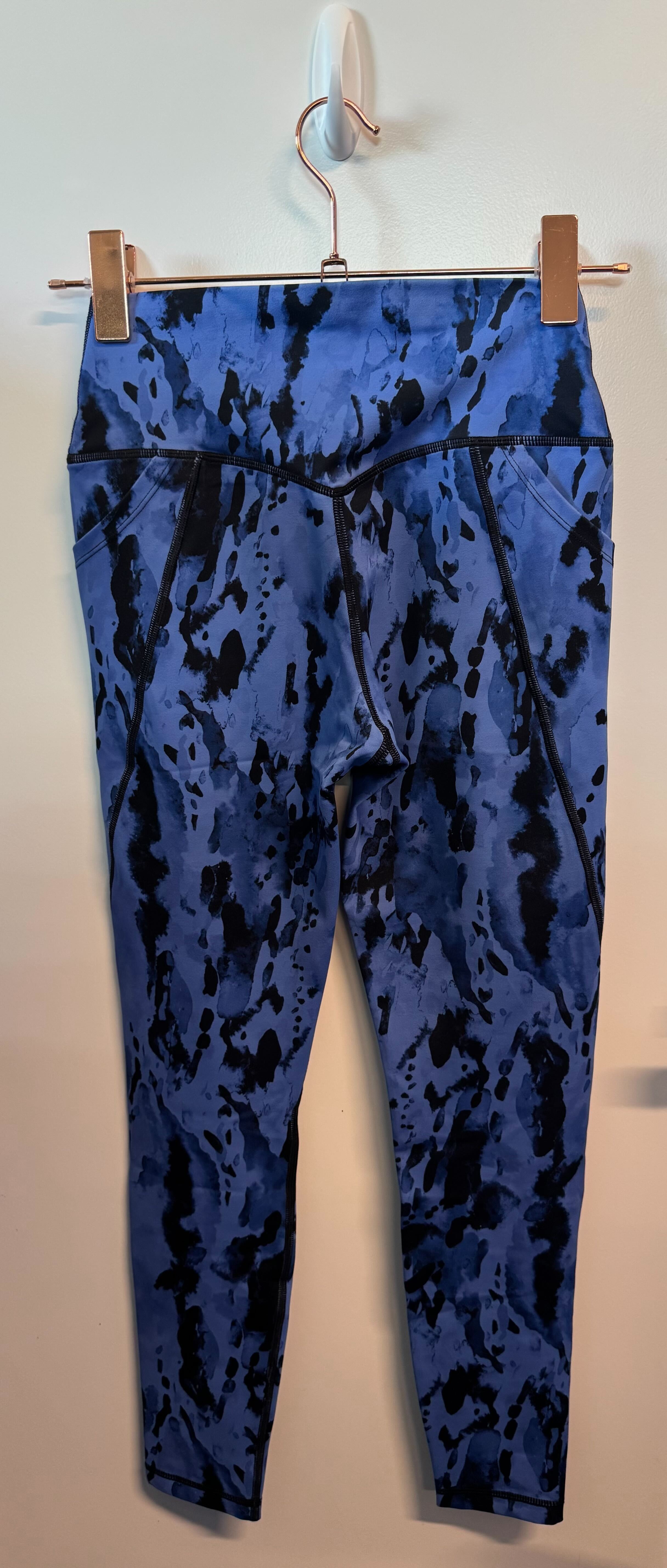 SAMPLE: Leggings With Pockets | Blue Watercolor - Small
