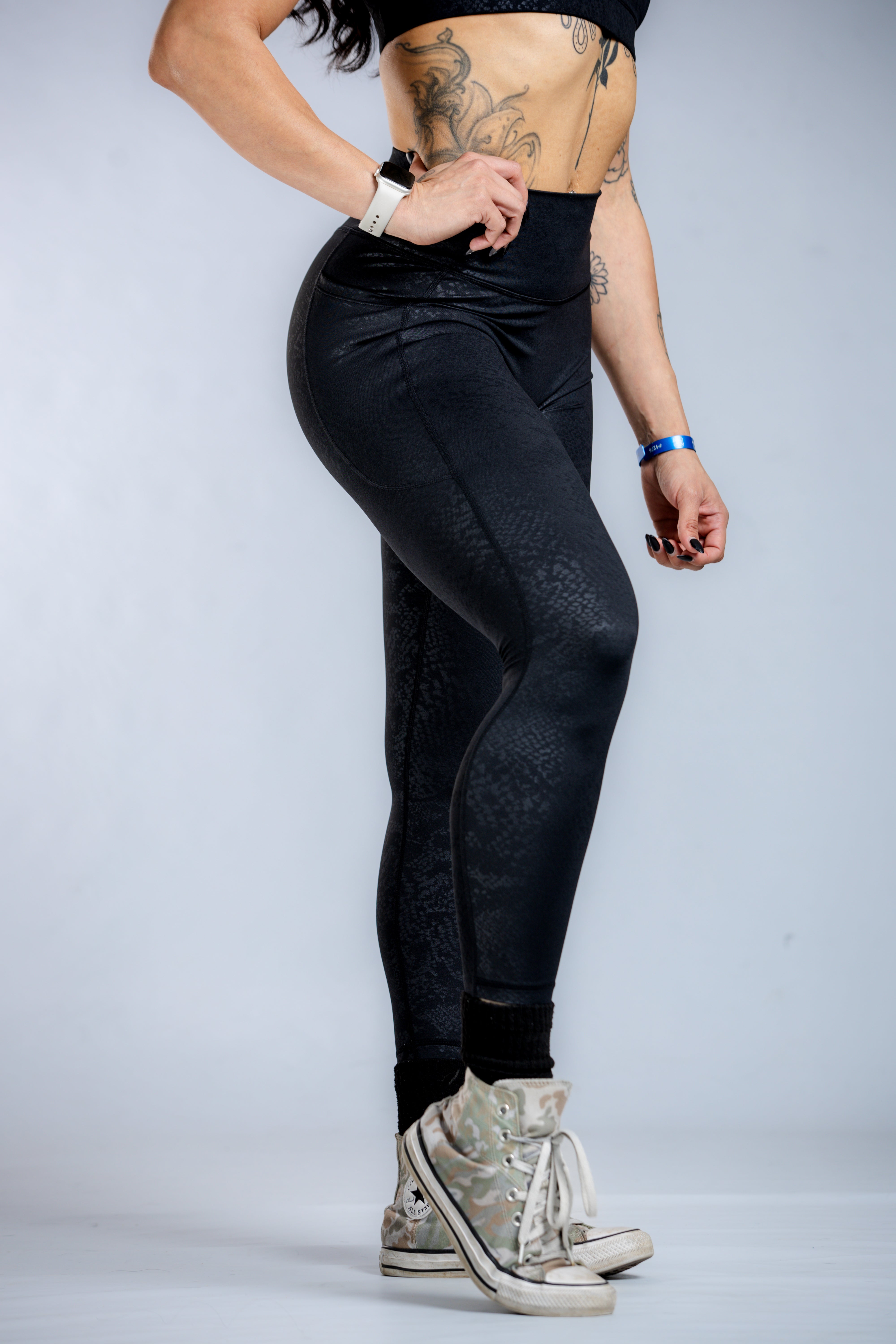 Empowered Leggings With Pockets | Black Snakeskin
