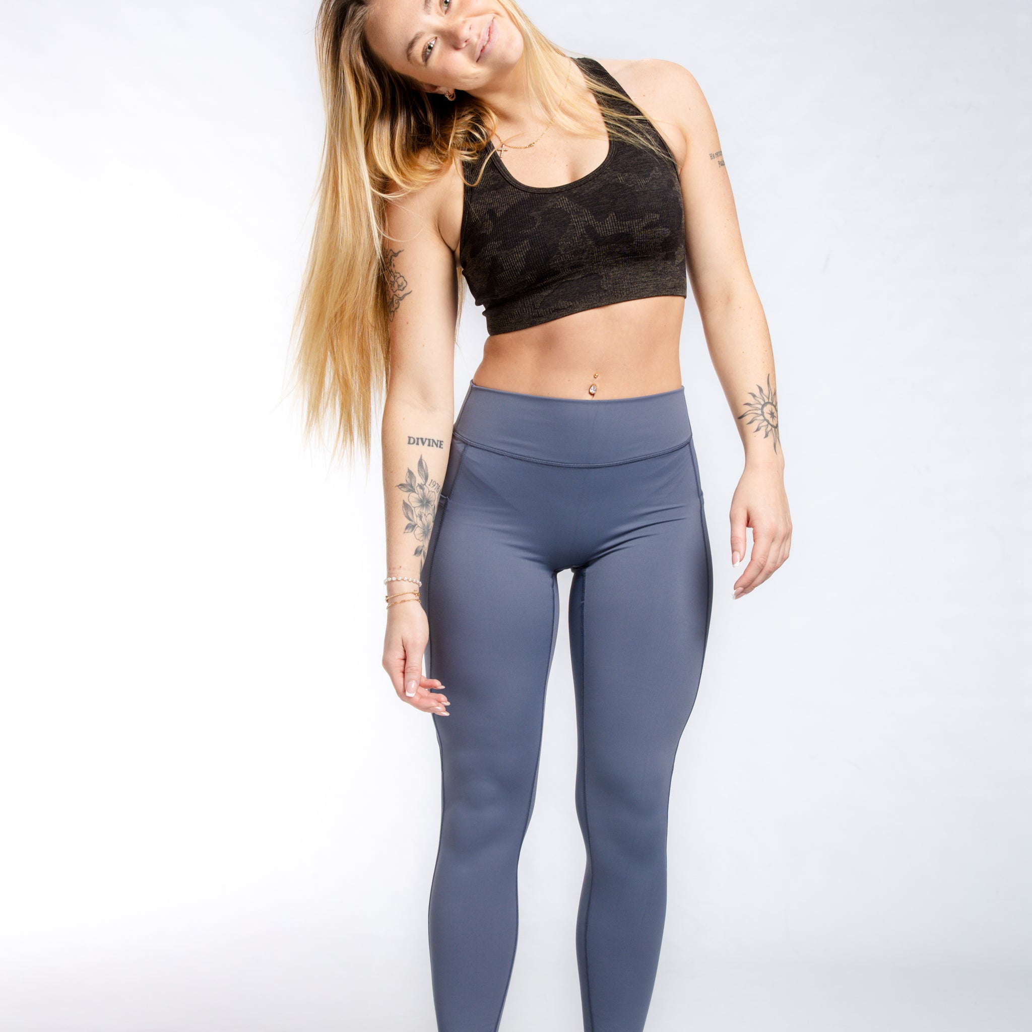 Executive Leggings With Pockets & Scrunch | Ocean Blue