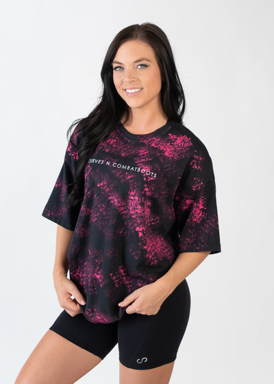 Oversized Tee | Black/Pink Splatter