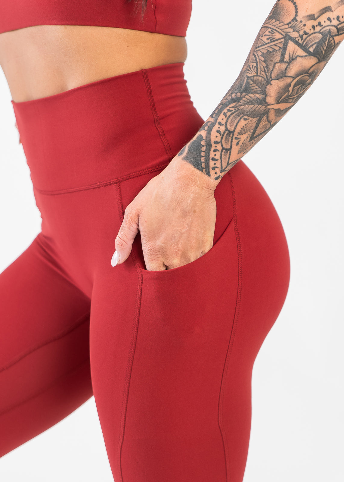 NKD Leggings With Pockets 1.0 | Deep Red