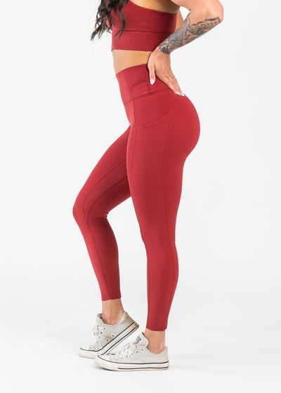 NKD Leggings With Pockets 1.0 | Deep Red