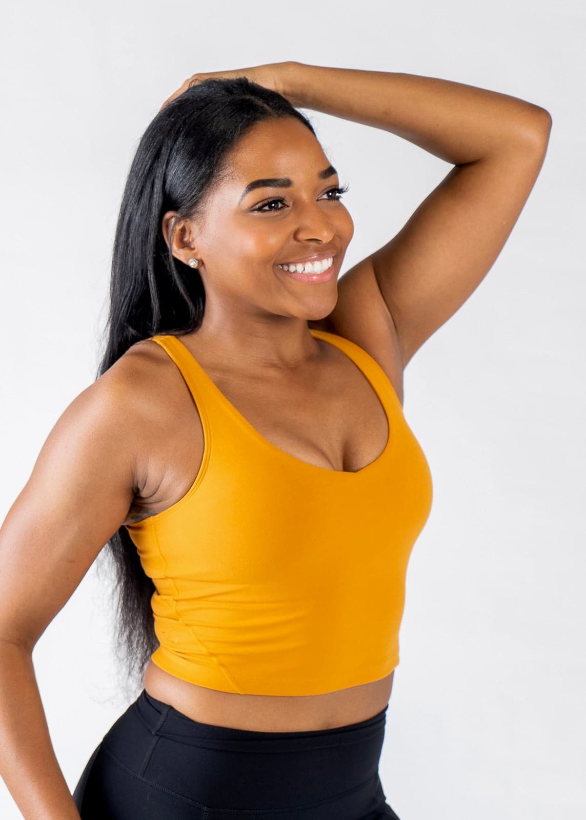 Waist Up Front 3/4 View Crop Bra - Sunshine