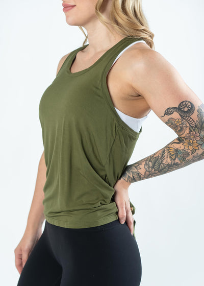 Tie Back Tank Top | Military Green