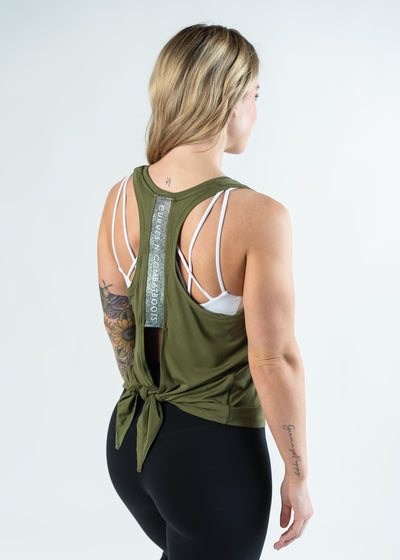 Tie Back Tank Top | Military Green