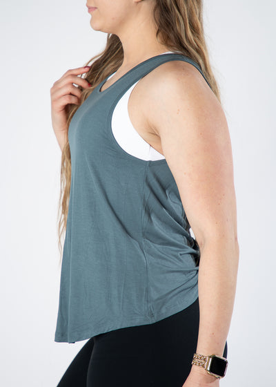 Scrunch Back Tank Top | Teal