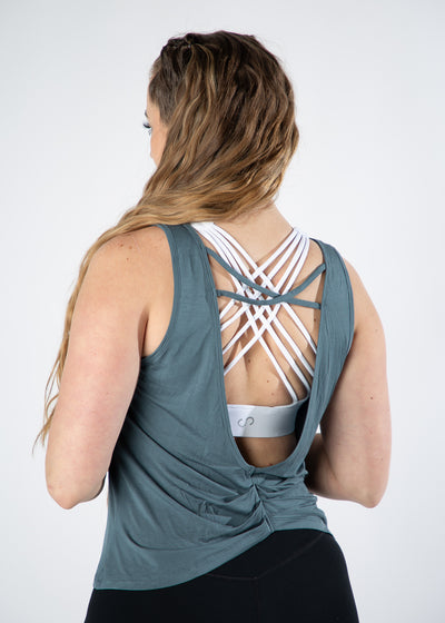 Scrunch Back Tank Top | Teal