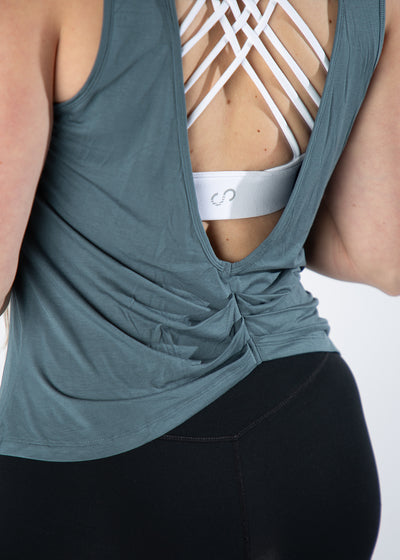 Scrunch Back Tank Top | Teal