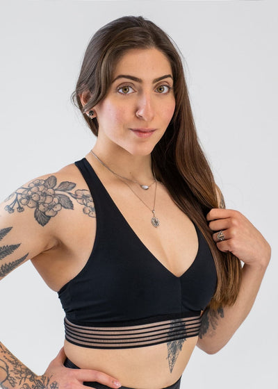 Mesh Bralette Sports Bra | Black