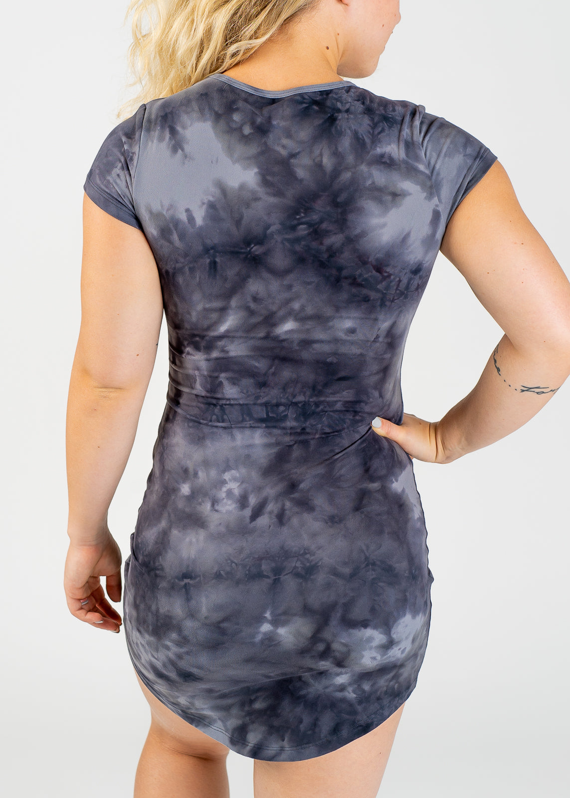 T-Shirt Dress | Black Tie Dye XS by Curves N Combatboots CRVS CnC Activewear T-Shirt Dress | Black Tie Dye XS by Curves N Combatboots CRVS CnC Activewear