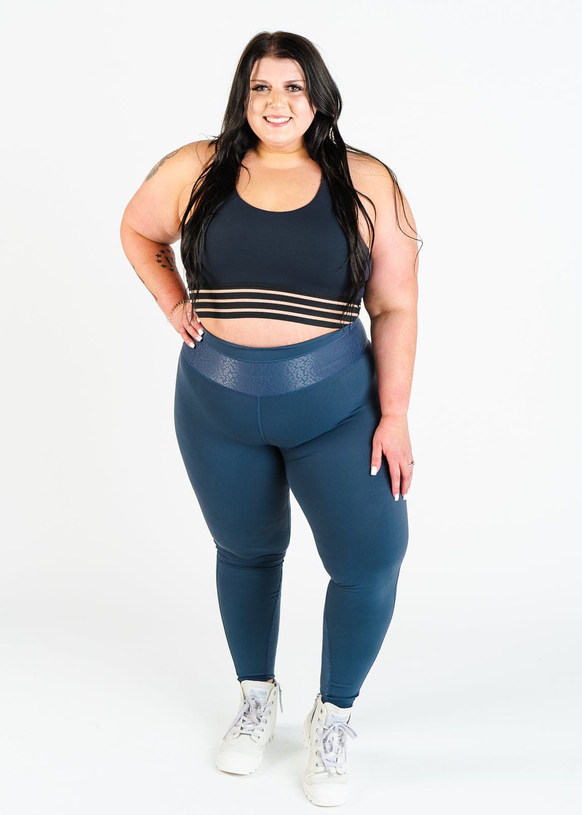Leggings With Leopard Mesh | Storm Blue