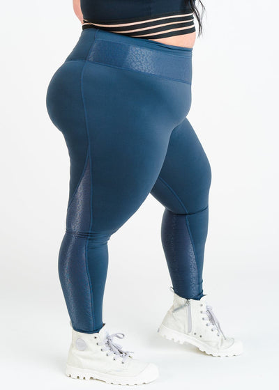 Leggings With Leopard Mesh | Storm Blue