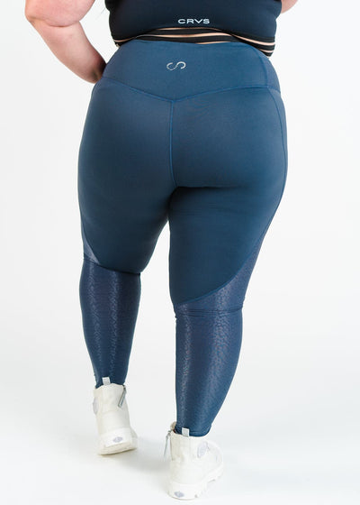 Leggings With Leopard Mesh | Storm Blue