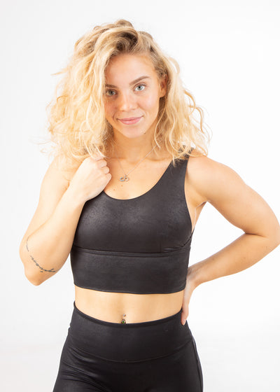 Sports Bra | Black Leather