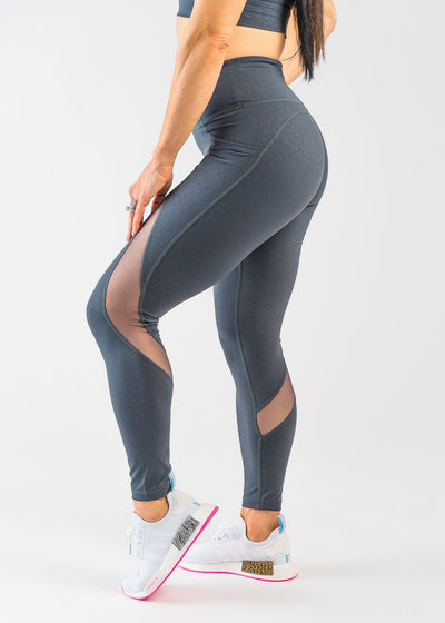 Lavish Mesh Crackle Leggings | Storm