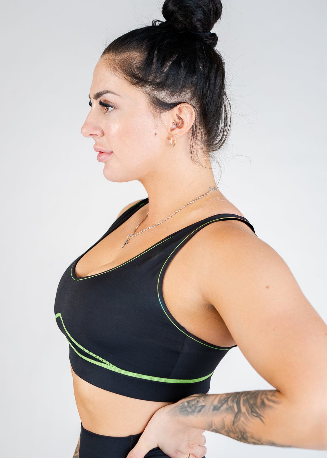 Side View Waist Up Contour Bra - Neon Green