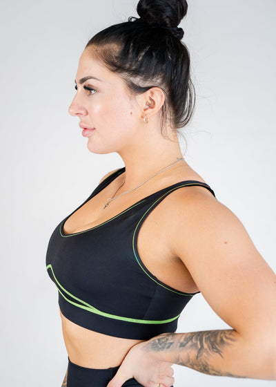 Side View Waist Up Contour Bra - Neon Green