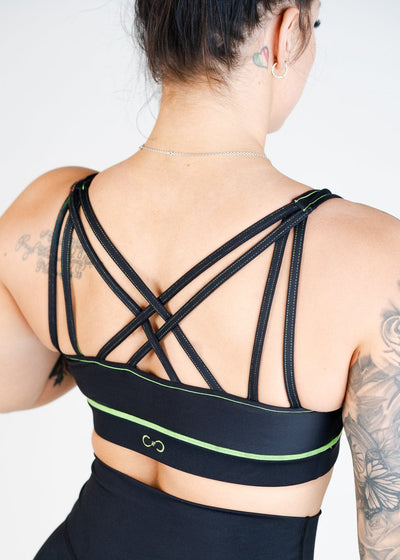 Back View Waist Up Contour Bra Straps - Neon Green