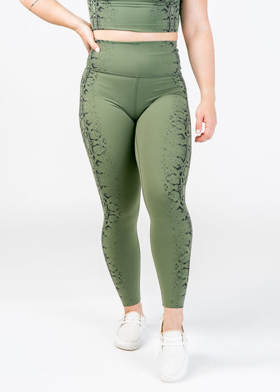 NKD Leggings | Green Snakeskin