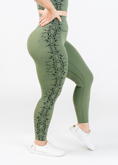 NKD Leggings | Green Snakeskin