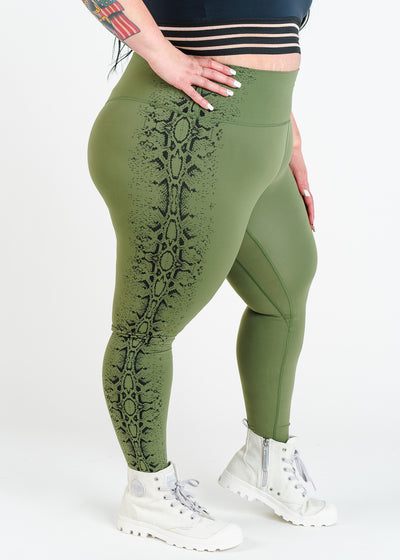 NKD Leggings | Green Snakeskin