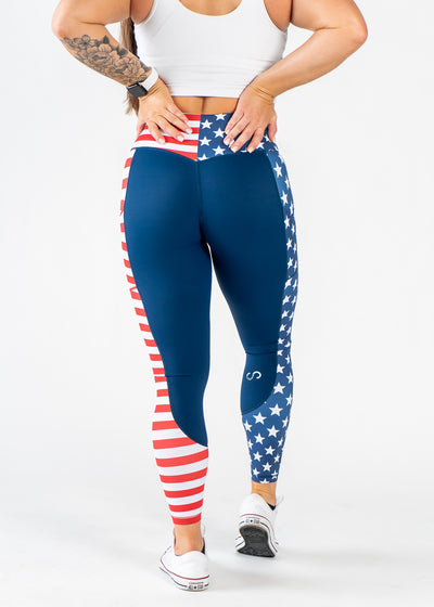 Red, White, and Badass 7/8 Leggings With Pockets | Stars and Stripes