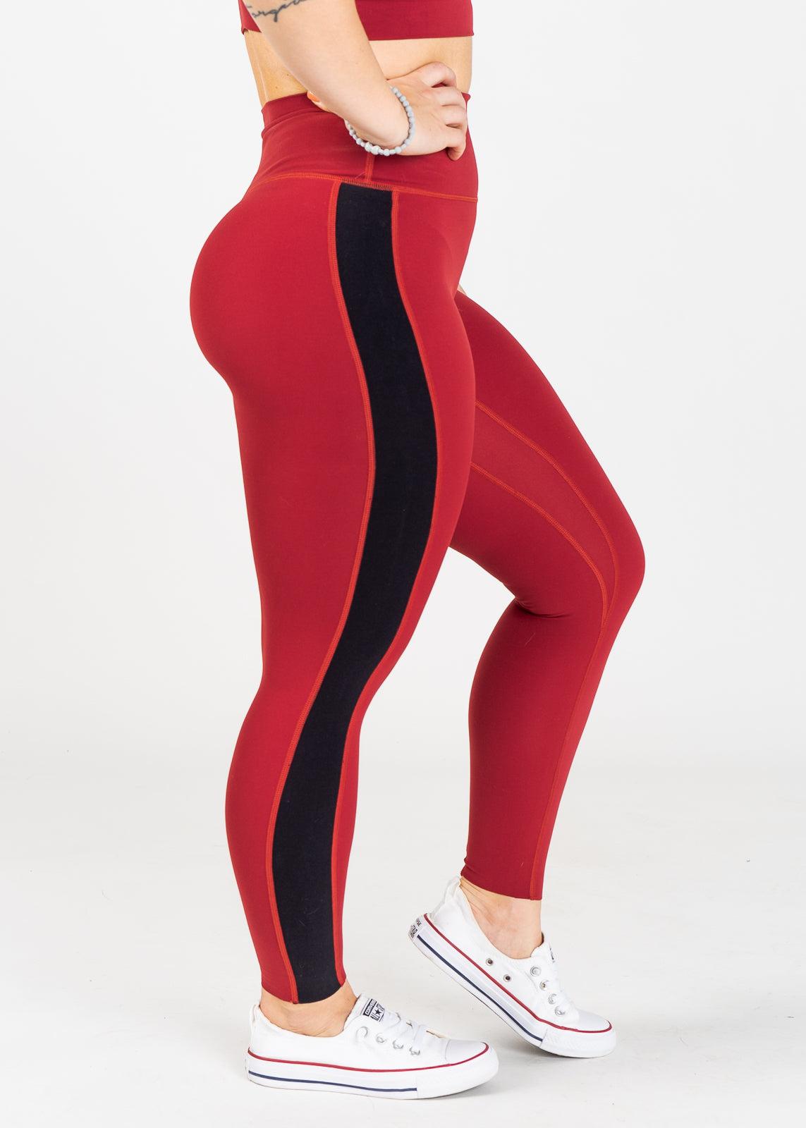 NKD Leggings | Deep Red/Black