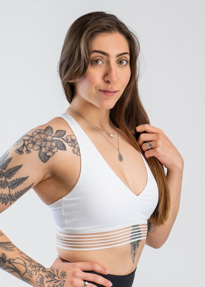 Mesh Bralette Sports Bra | White